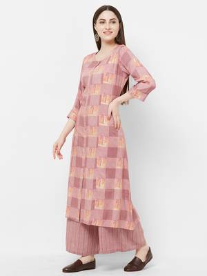 Pink printed rayon salwar 3