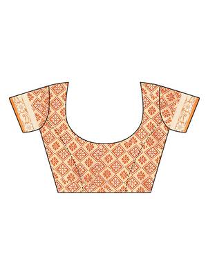 Pink woven banarasi silk saree with blouse 5