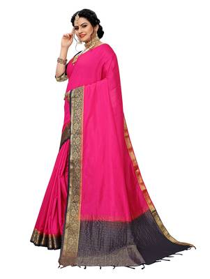 Pink woven banarasi silk saree with blouse 2