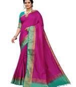 Magenta woven banarasi silk saree with blouse