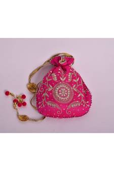 magenta kundan potli