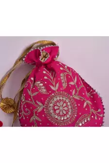 magenta kundan potli