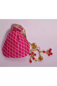 magenta kundan potli