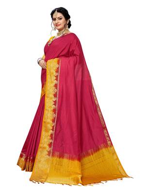Pink woven banarasi silk saree with blouse 2