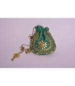 teal green gota potli