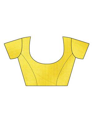 Yellow printed khadi saree with blouse 5