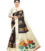 Black printed khadi saree with blouse