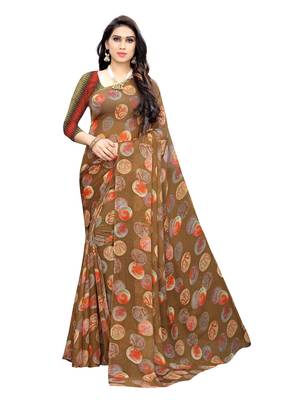 Multicolor printed georgette saree with blouse 1