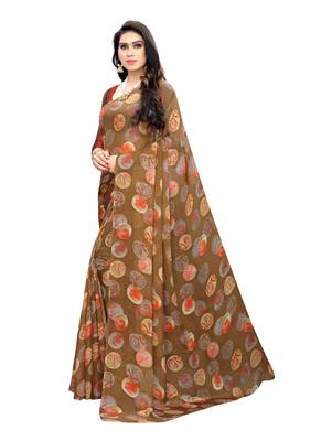 Multicolor printed georgette saree with blouse 2