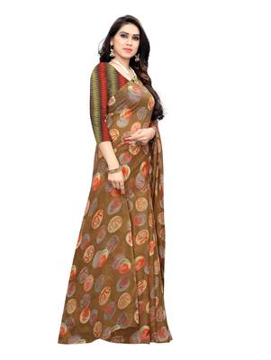 Multicolor printed georgette saree with blouse 3