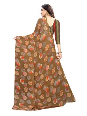 Multicolor printed georgette saree with blouse 4