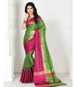 Green hand woven cotton silk saree with blouse