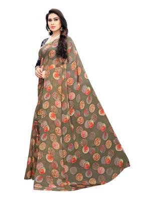 Multicolor printed georgette saree with blouse 2