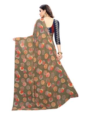Multicolor printed georgette saree with blouse 4