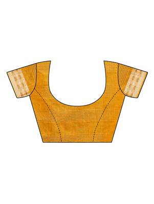 Light yellow woven chanderi saree with blouse 5
