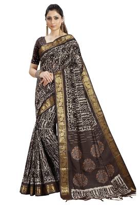 Multicolor woven cotton silk saree with blouse 1
