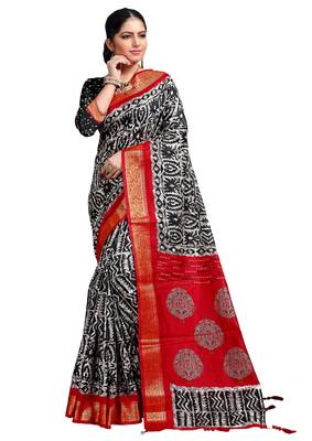 Multicolor woven cotton silk saree with blouse 1