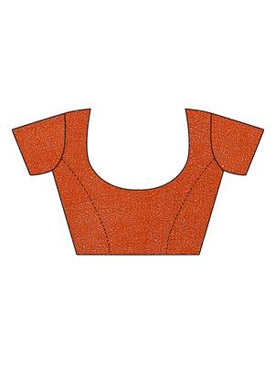 Orange printed crepe saree with blouse 4