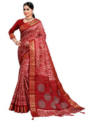 Multicolor woven cotton silk saree with blouse 1