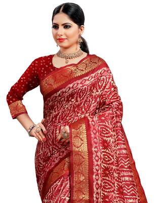 Multicolor woven cotton silk saree with blouse 2