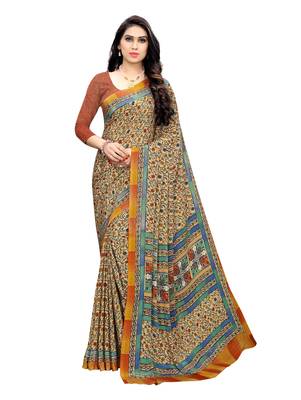 Multicolor printed crepe saree with blouse 1