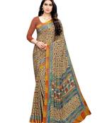 Multicolor printed crepe saree with blouse
