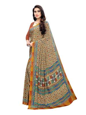 Multicolor printed crepe saree with blouse 2