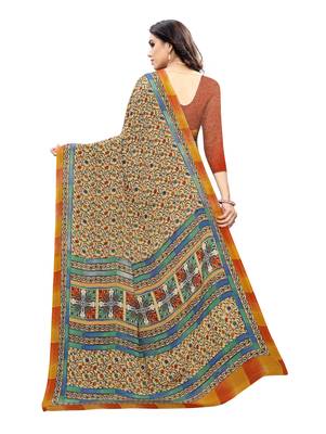Multicolor printed crepe saree with blouse 4