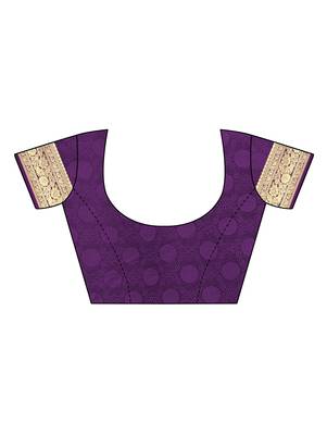 Purple woven banarasi silk saree with blouse 5