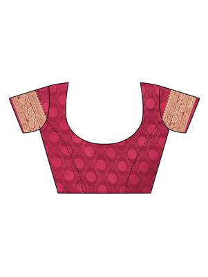 Pink woven banarasi silk saree with blouse 5
