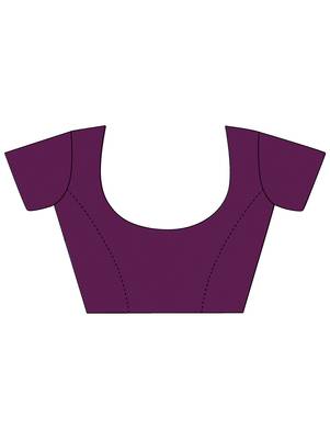 Purple woven cotton silk saree with blouse 5