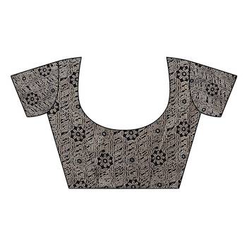 Black Printed Art Silk Saree With Blouse 4