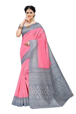 Pink Printed Art Silk Saree With Blouse 1