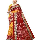 Yellow Printed Art Silk Saree With Blouse