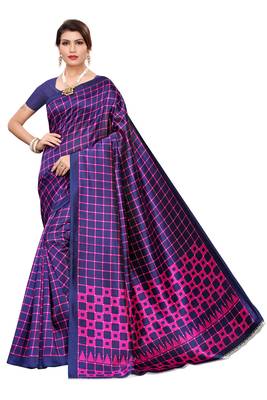 Purple Printed Art Silk Saree With Blouse 1