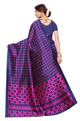 Purple Printed Art Silk Saree With Blouse 3
