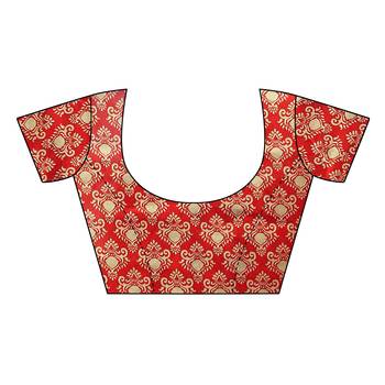 Red Printed Art Silk Saree With Blouse 4