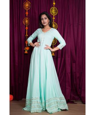 blue embroidered rayon gown 2