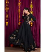 Black embroidered rayon gown