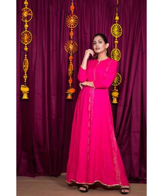 pink embroidered rayon gown 1