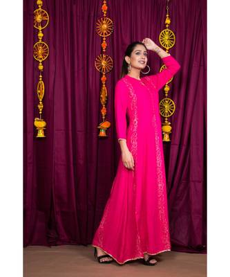 pink embroidered rayon gown 2