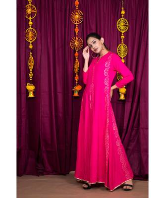 pink embroidered rayon gown 3