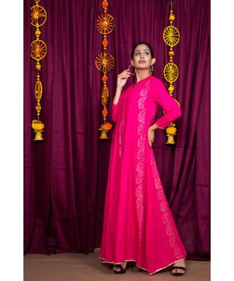 pink embroidered rayon gown 4