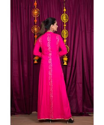 pink embroidered rayon gown 6