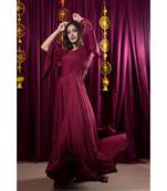 brown embroidered rayon gown