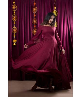 brown embroidered rayon gown 4