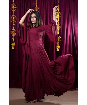 brown embroidered rayon gown 6