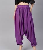 Purple Rayon Solid Harram Pant Having Pockets At Side