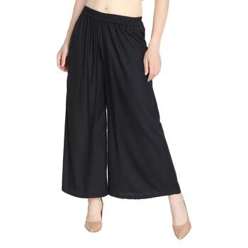 Black plain rayon palazzo-pants 1