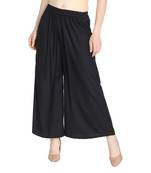Black plain rayon palazzo-pants